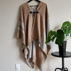 Neutral Striped Poncho / Cape